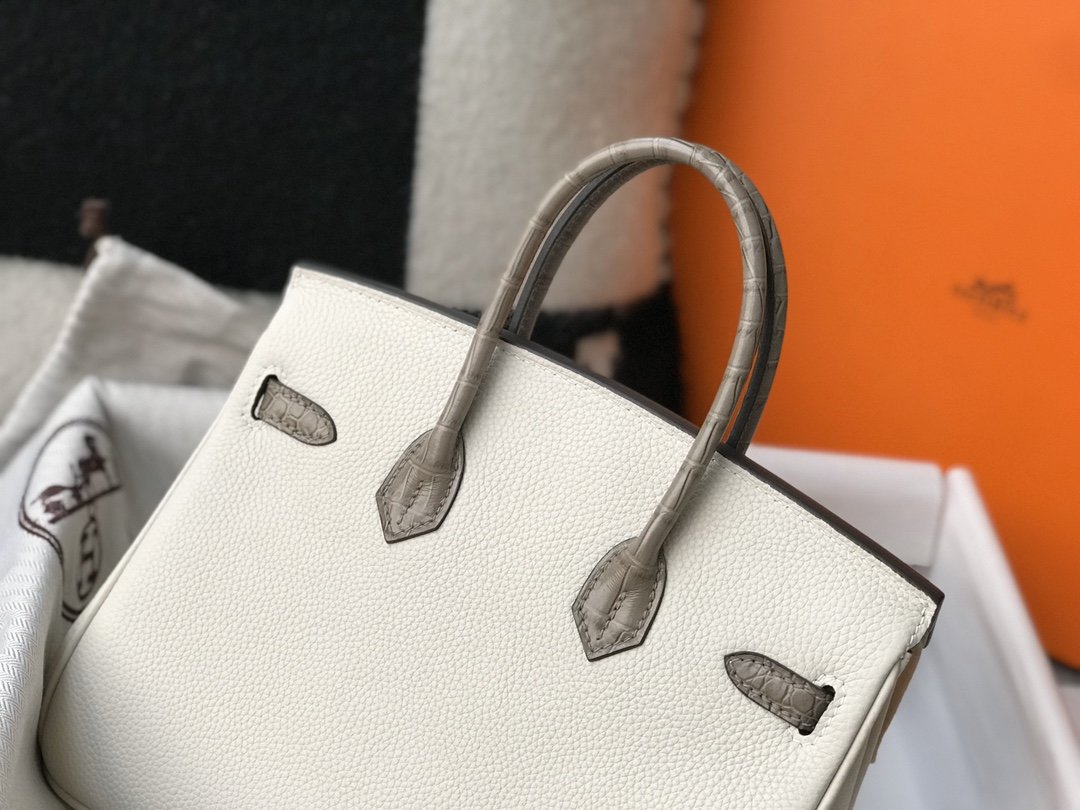 GLAMI Birkin White For Women Gold Toned Hardware 11.8in/30cm