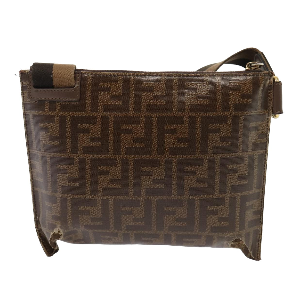 FENDI Zucca Canvas FILA Collaboration Shoulder Bag Brown Black 79110