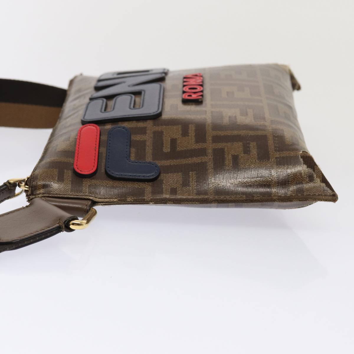 FENDI Zucca Canvas FILA Collaboration Shoulder Bag Brown Black 79110