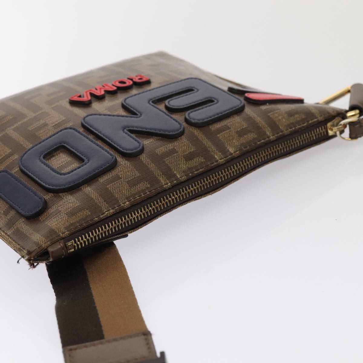 FENDI Zucca Canvas FILA Collaboration Shoulder Bag Brown Black 79110