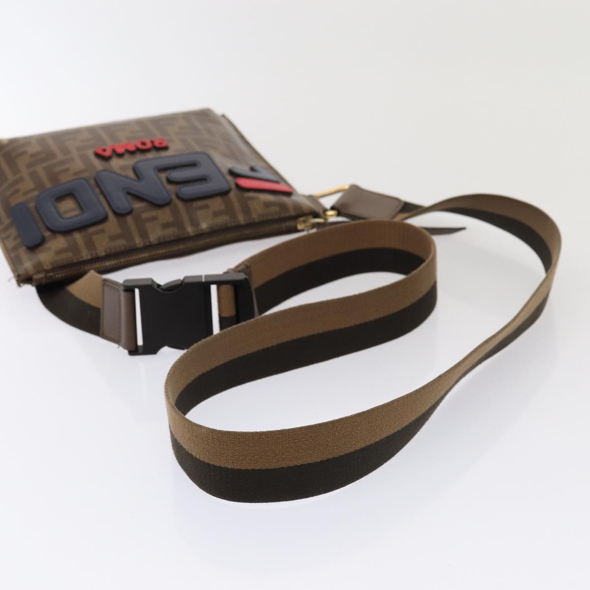 FENDI Zucca Canvas FILA Collaboration Shoulder Bag Brown Black 79110