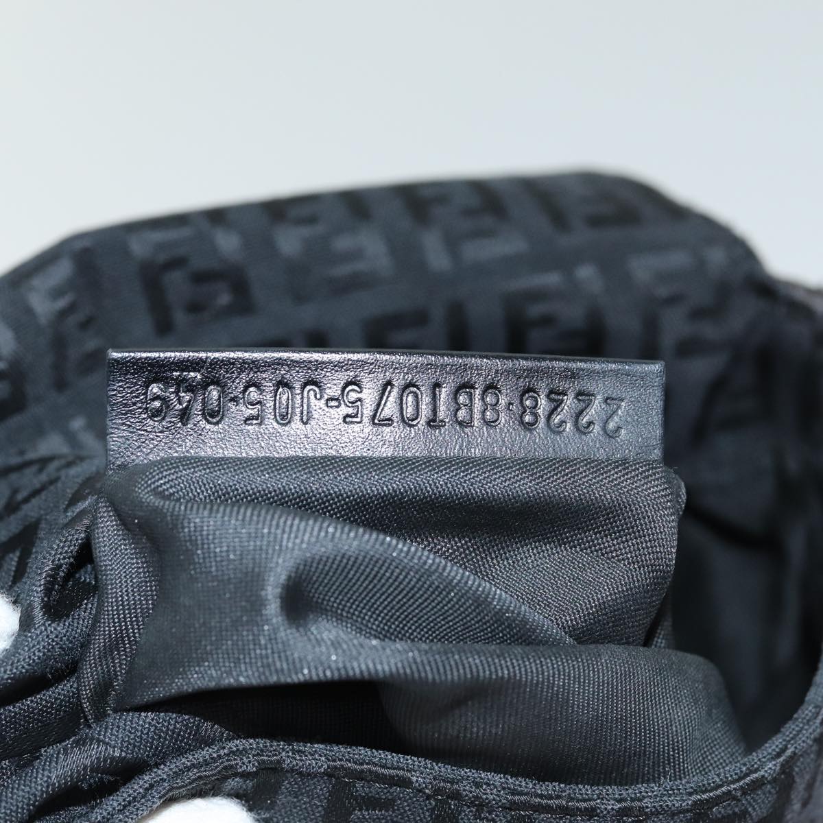 FENDI Zucchino Canvas Shoulder Bag Black 79112