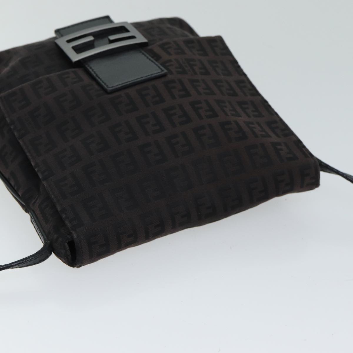 FENDI Zucchino Canvas Shoulder Bag Black 79112