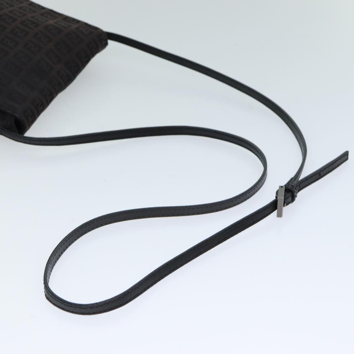 FENDI Zucchino Canvas Shoulder Bag Black 79112