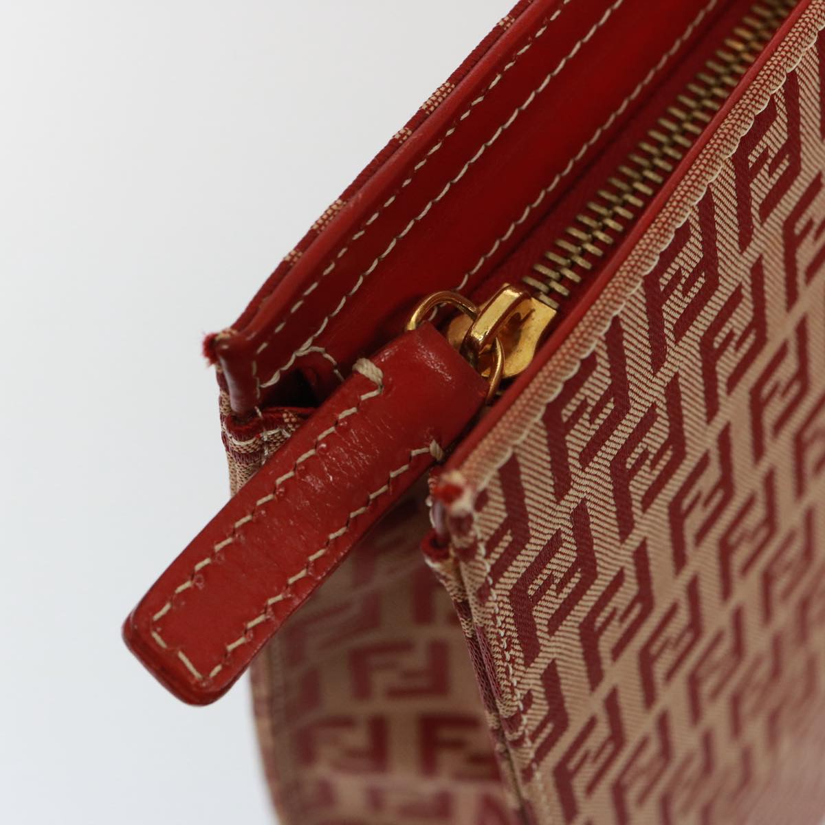 FENDI Zucchino Canvas Hand Bag Red 79113