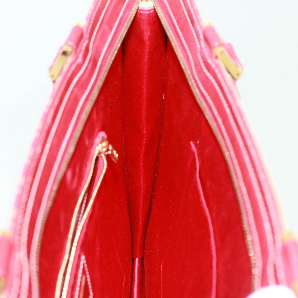 FENDI Zucchino Canvas Hand Bag Red 79113