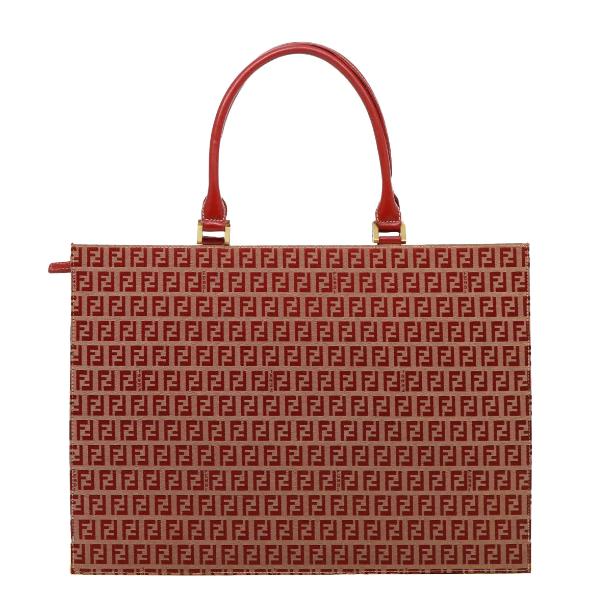 FENDI Zucchino Canvas Hand Bag Red 79113
