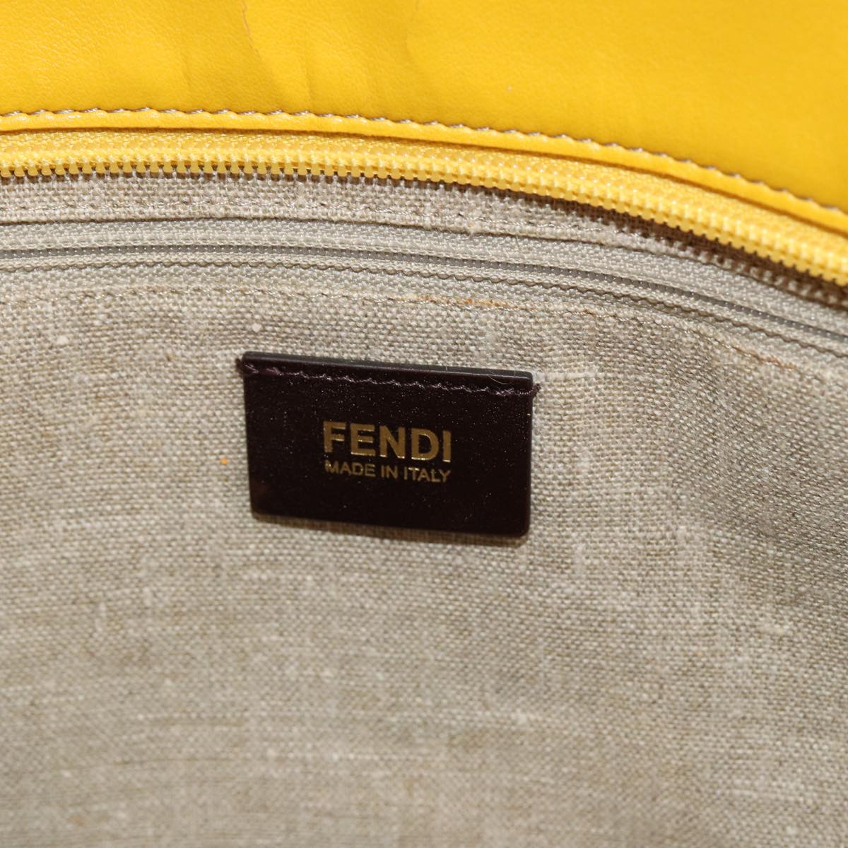FENDI Hand Bag Raffia Beige Yellow 79135