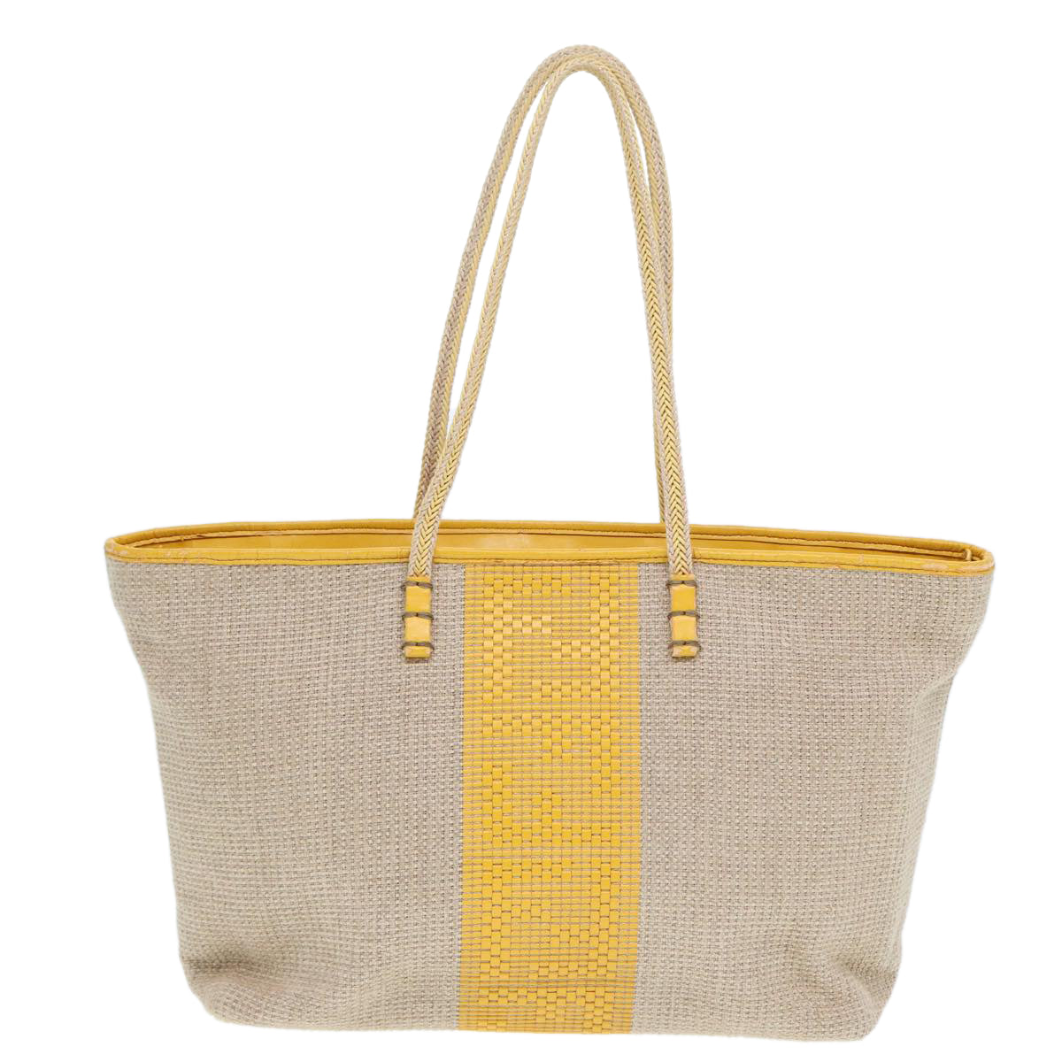 FENDI Hand Bag Raffia Beige Yellow 79135