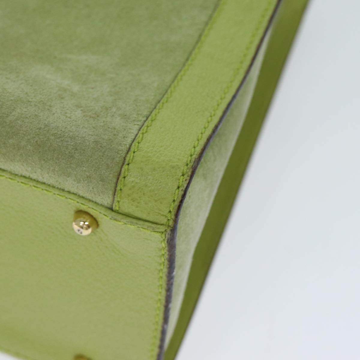 GUCCI Bamboo Hand Bag Suede Green 002 123 0260 79157