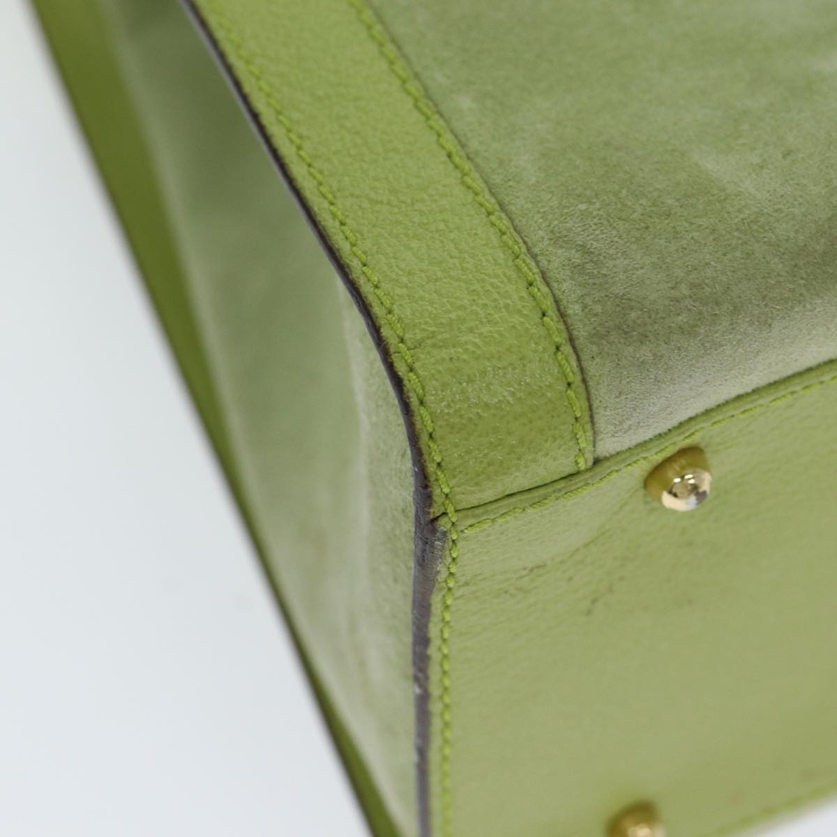 GUCCI Bamboo Hand Bag Suede Green 002 123 0260 79157