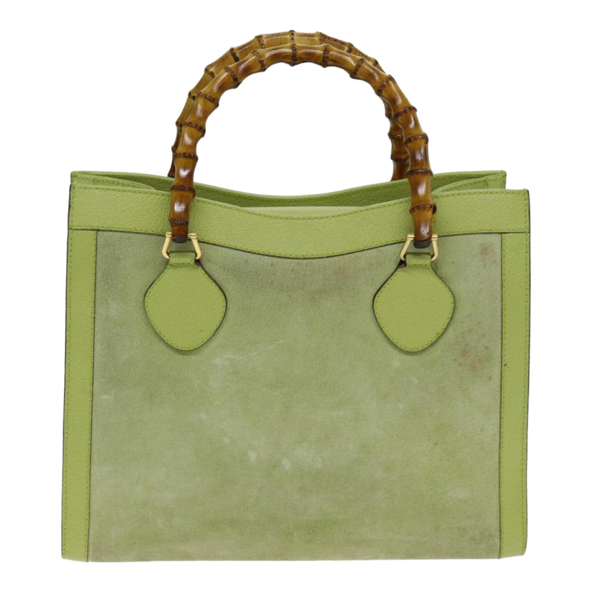 GUCCI Bamboo Hand Bag Suede Green 002 123 0260 79157