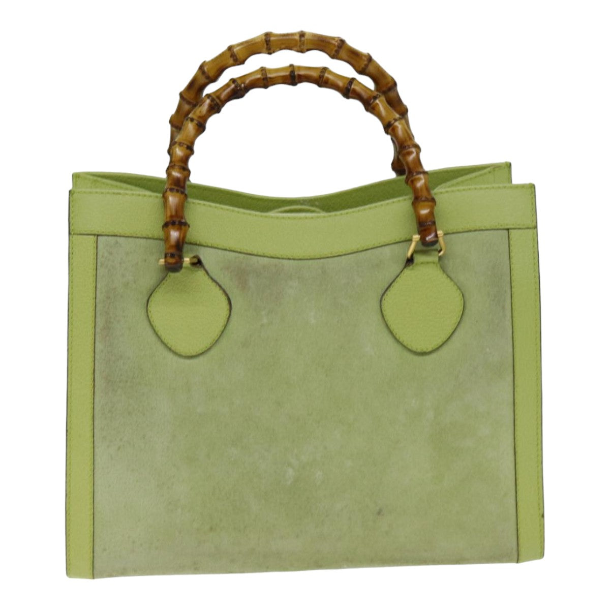 GUCCI Bamboo Hand Bag Suede Green 002 123 0260 79157
