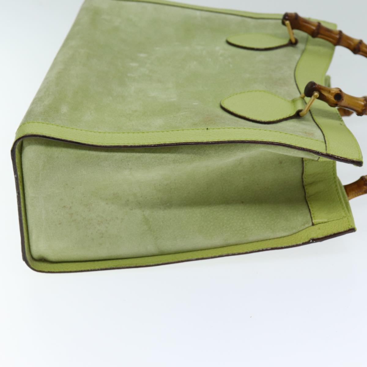 GUCCI Bamboo Hand Bag Suede Green 002 123 0260 79157