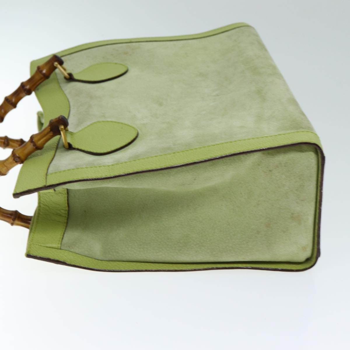 GUCCI Bamboo Hand Bag Suede Green 002 123 0260 79157