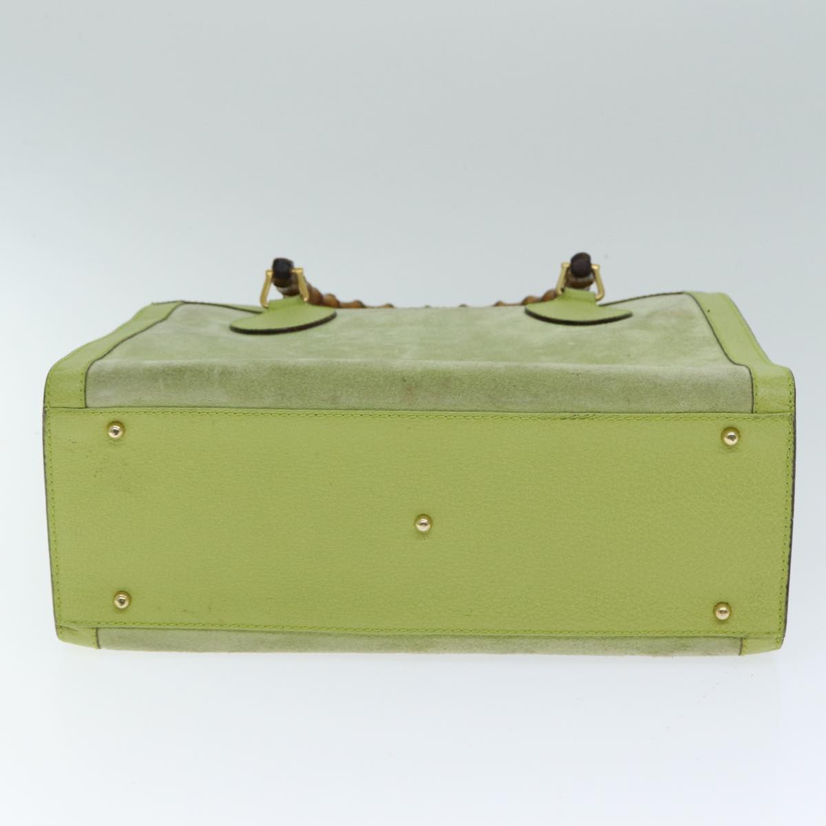 GUCCI Bamboo Hand Bag Suede Green 002 123 0260 79157