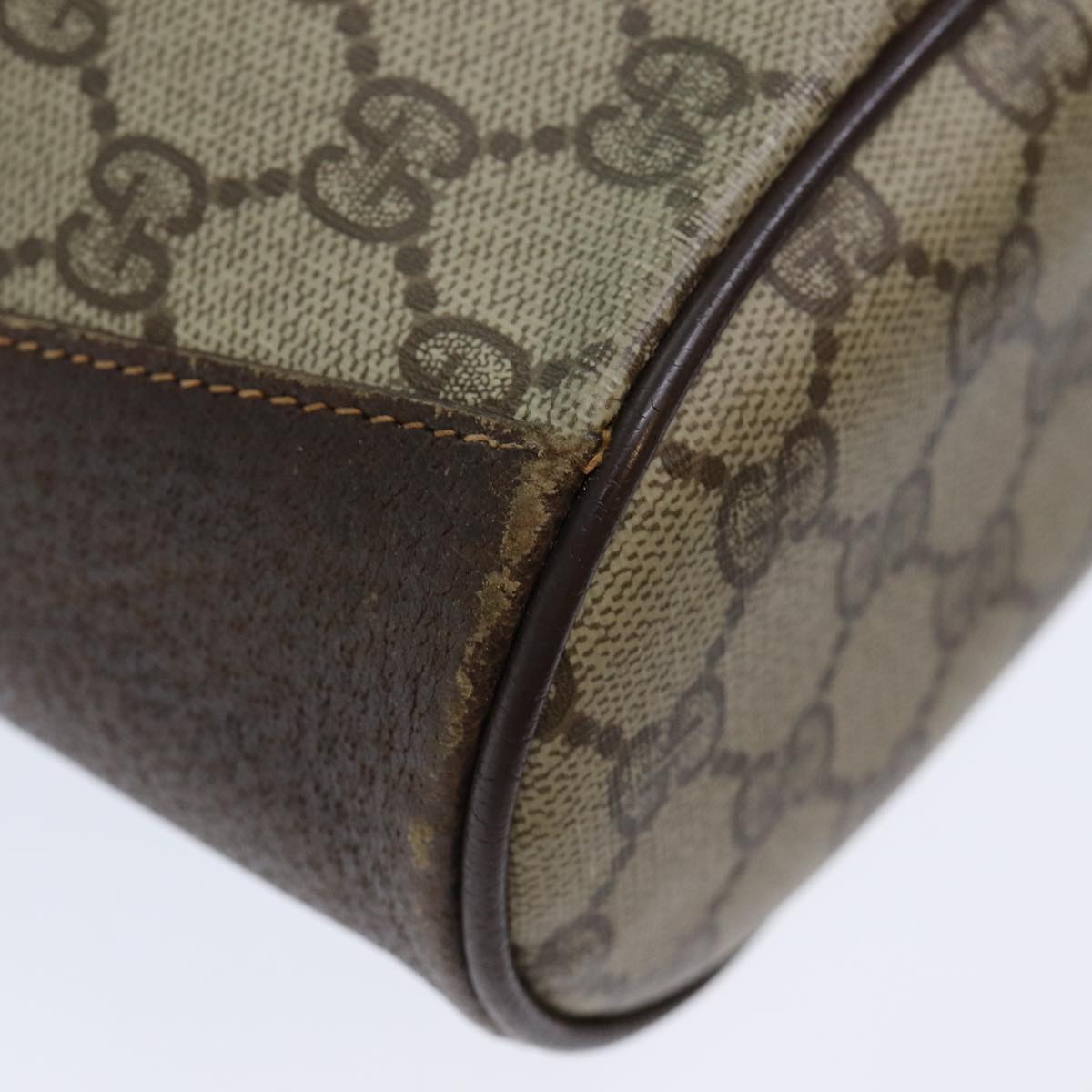 GUCCI GG Supreme Web Sherry Line Shoulder Bag PVC Leather Beige 79176