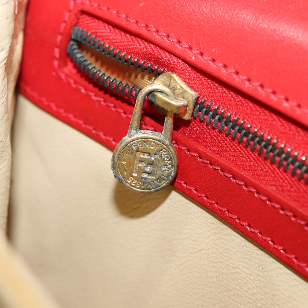 FENDI Hand Bag Leather Red 79213