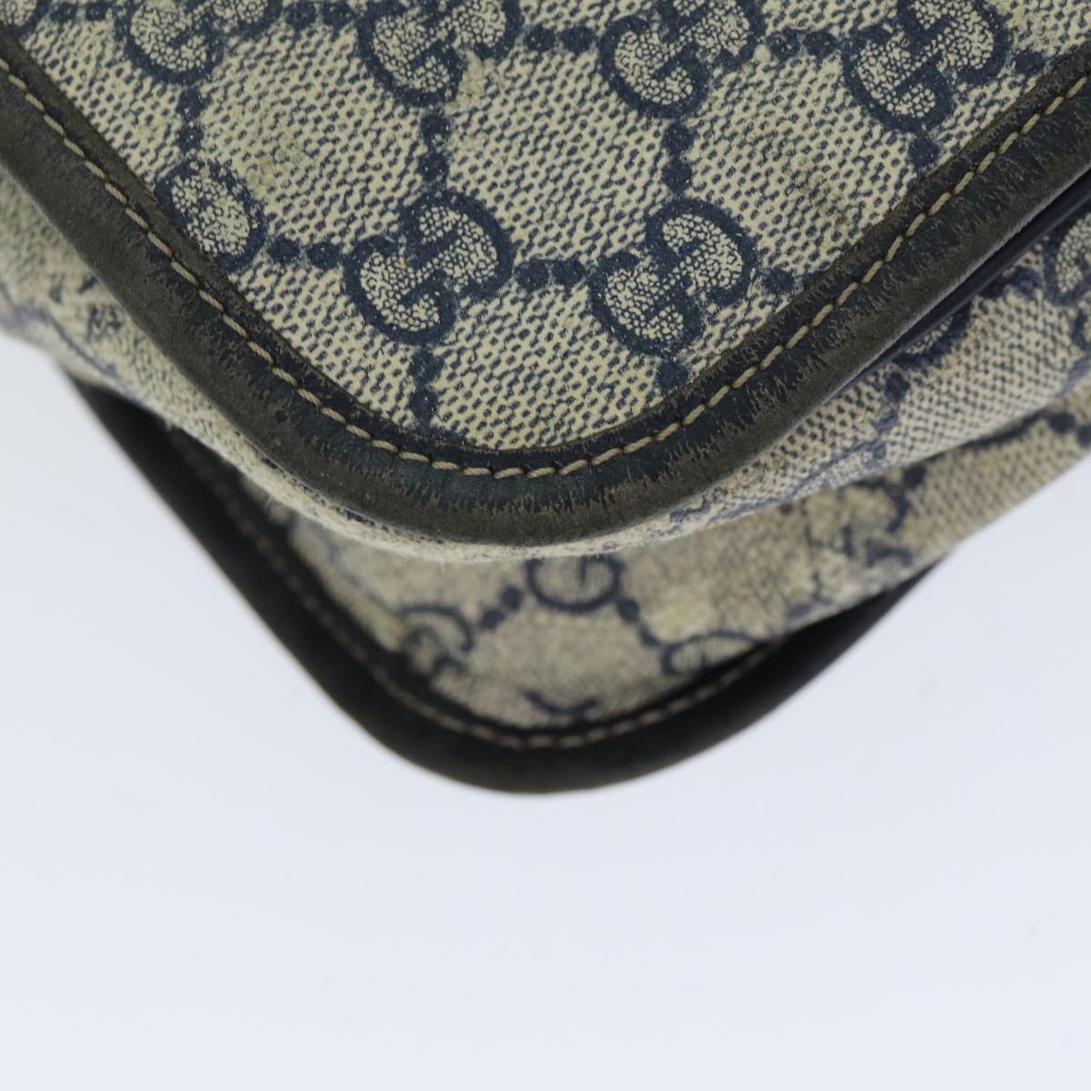 GUCCI GG Supreme Sherry Line Shoulder Bag PVC Leather Beige Navy 79288