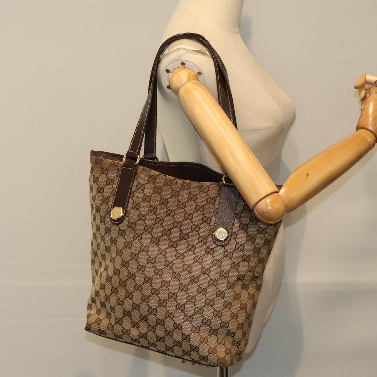 GUCCI GG Canvas Tote Bag Beige 158009 79289
