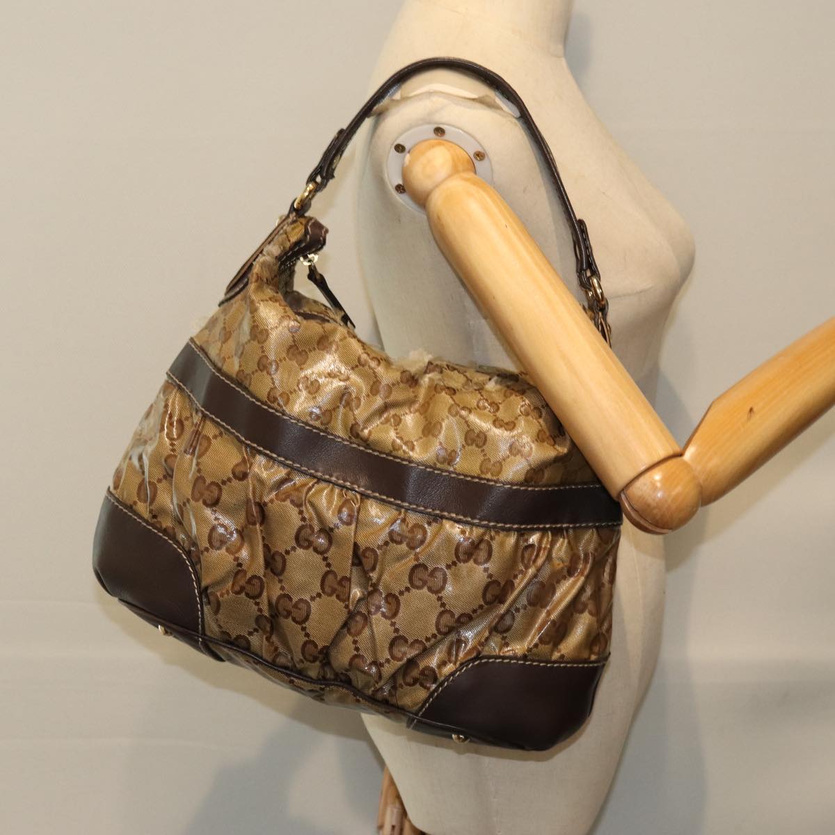 GUCCI GG Crystal Shoulder Bag Beige 223965 79308