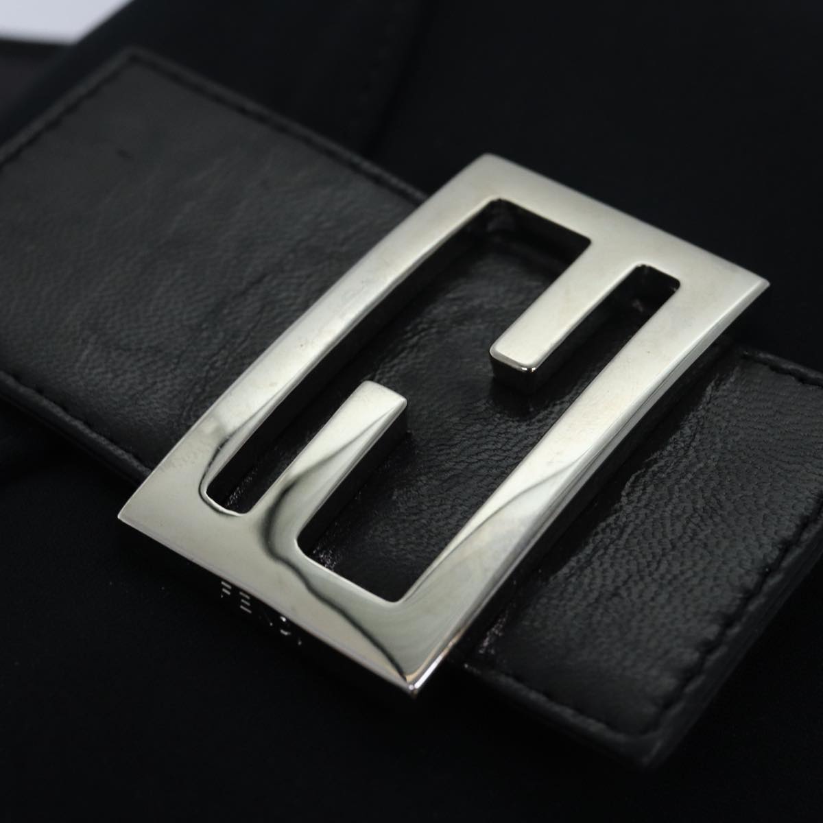 FENDI Mamma Baguette Shoulder Bag Nylon Black 79364