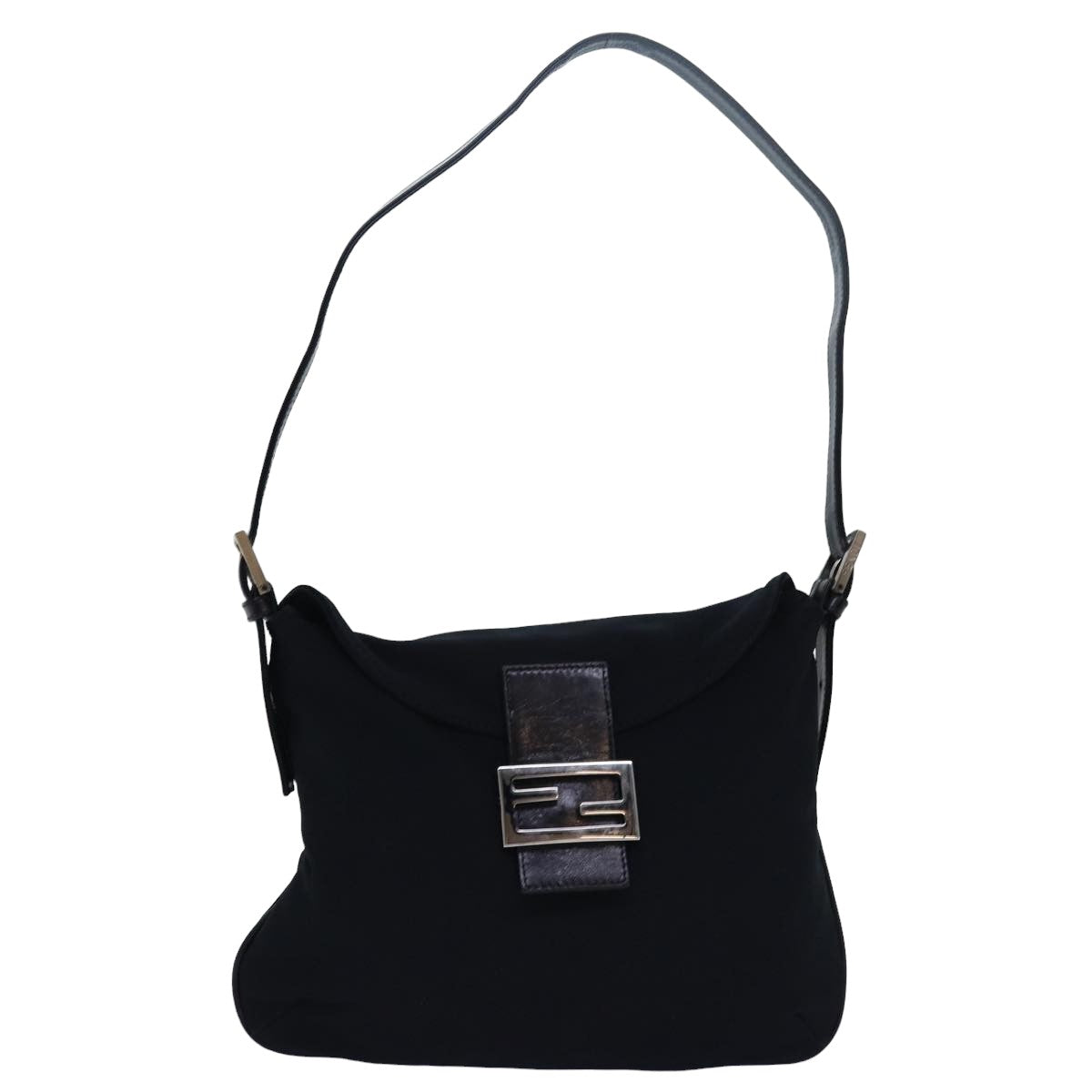 FENDI Mamma Baguette Shoulder Bag Nylon Black 79364