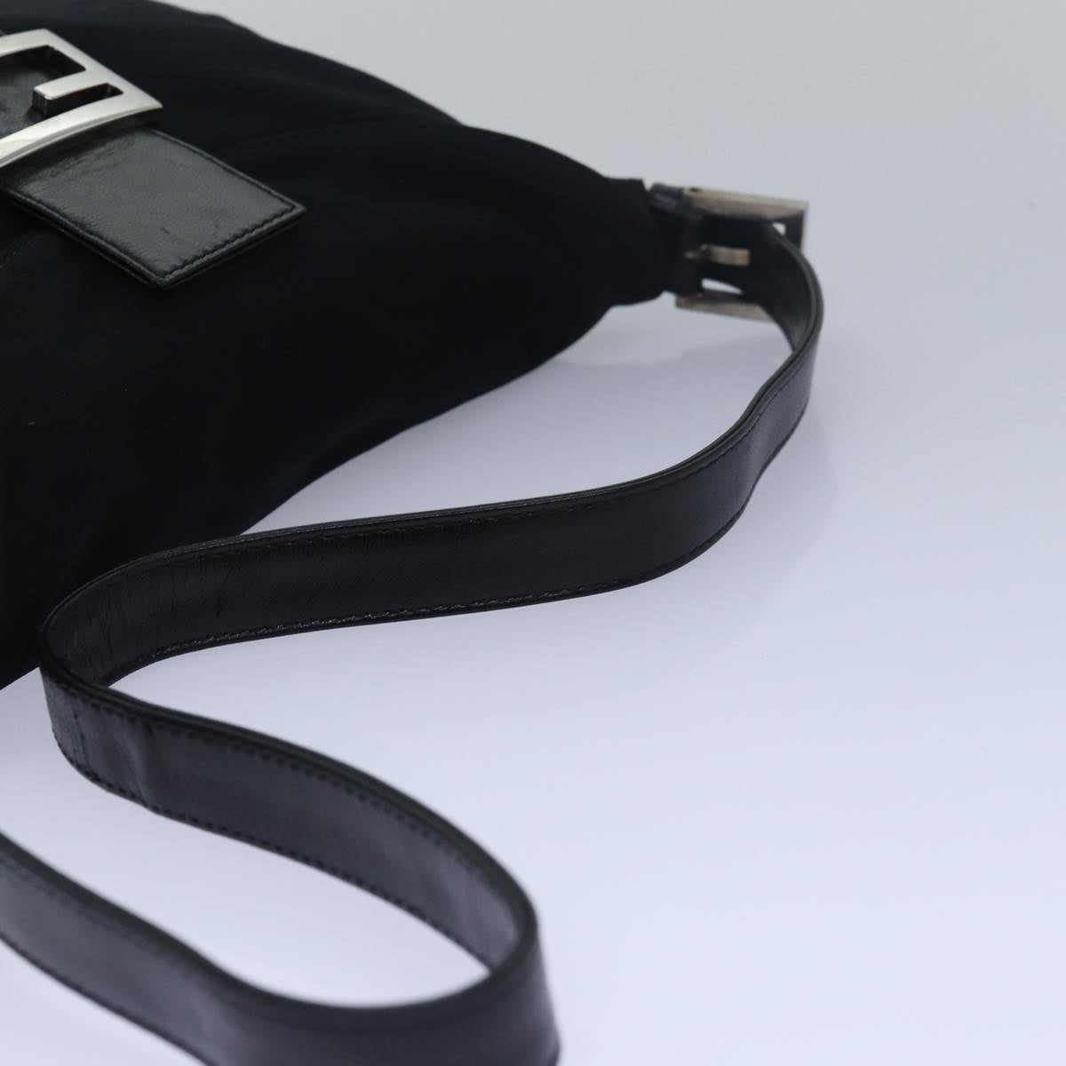 FENDI Mamma Baguette Shoulder Bag Nylon Black 79364