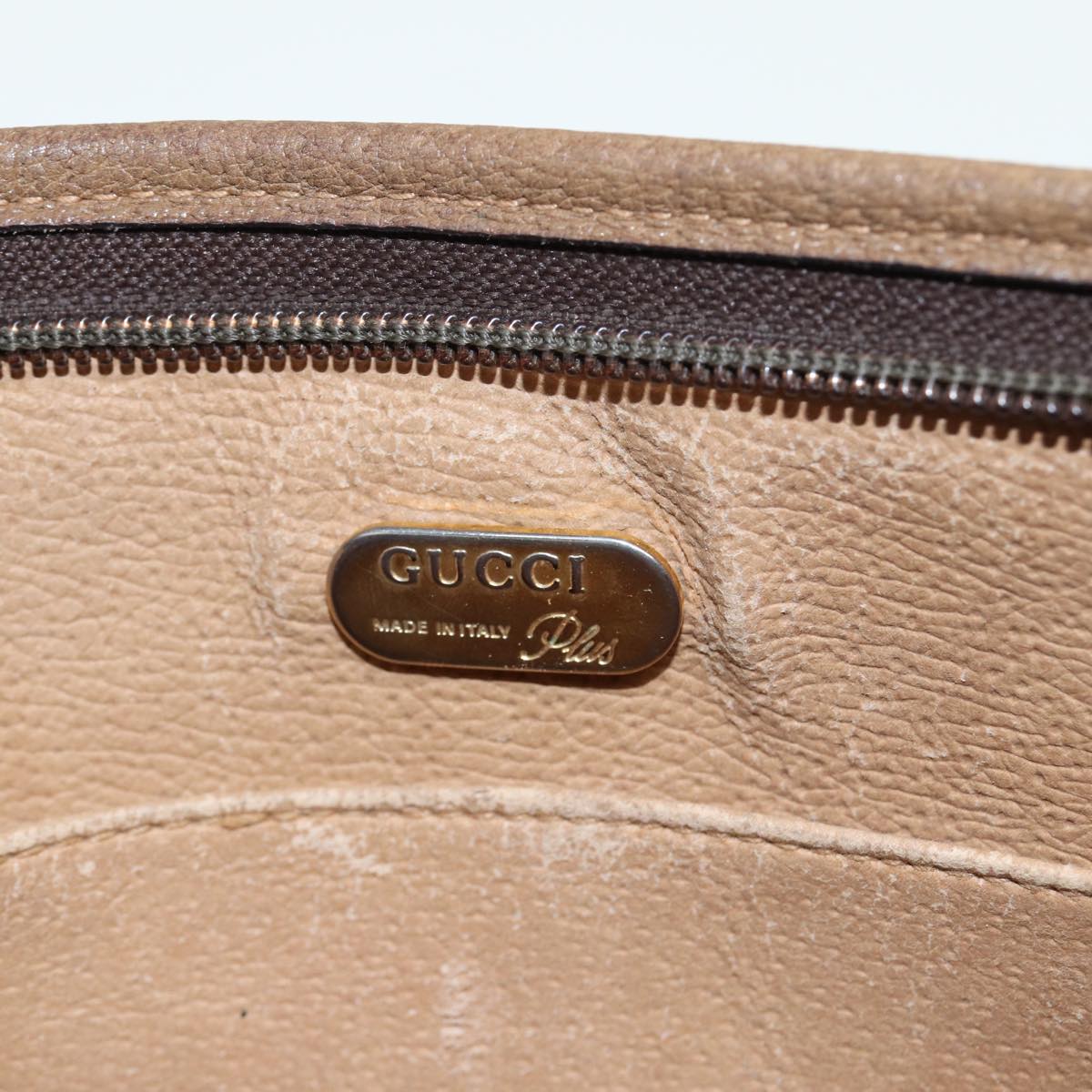 GUCCI GG Plus Supreme Clutch Bag PVC Beige 79412