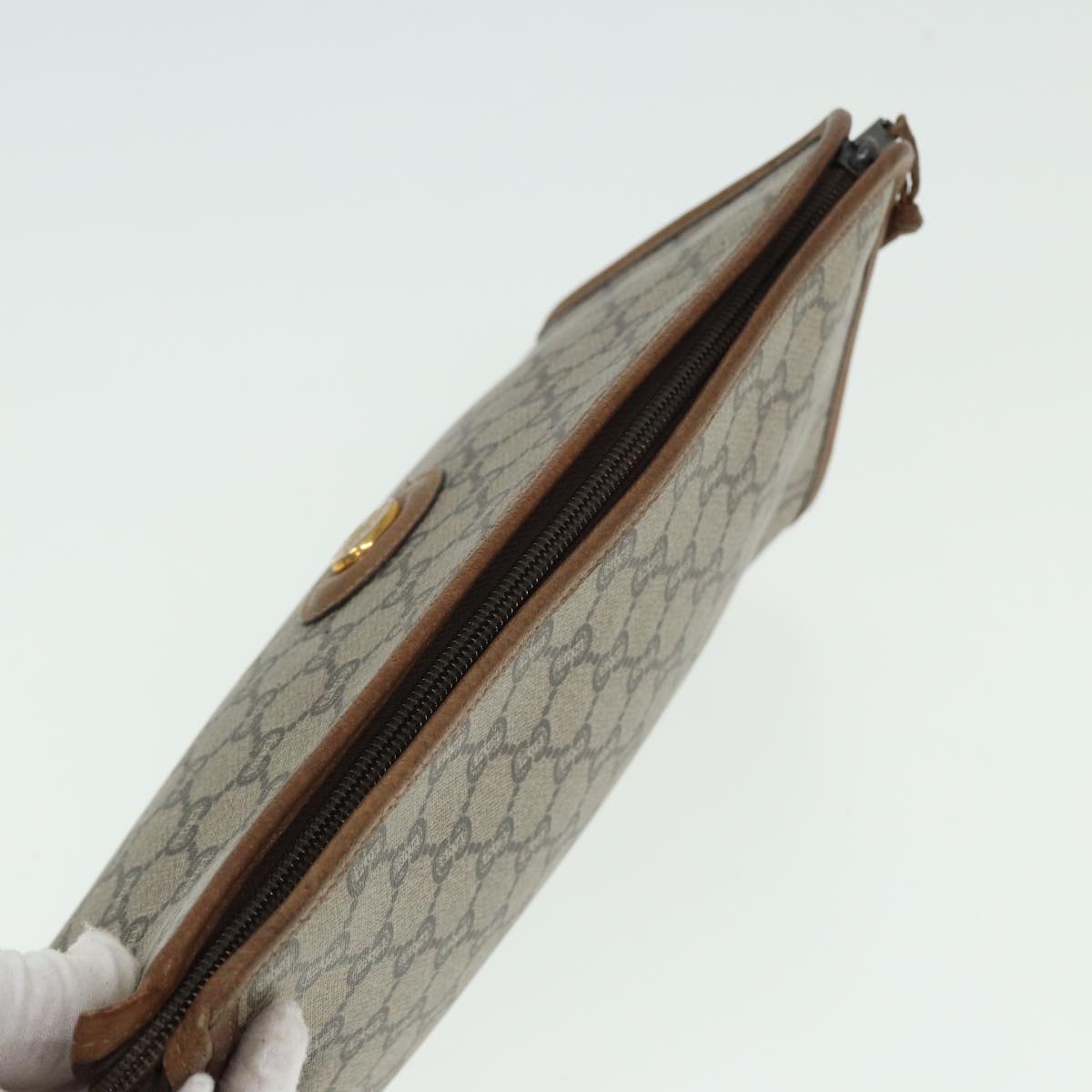 GUCCI GG Plus Supreme Clutch Bag PVC Beige 79412