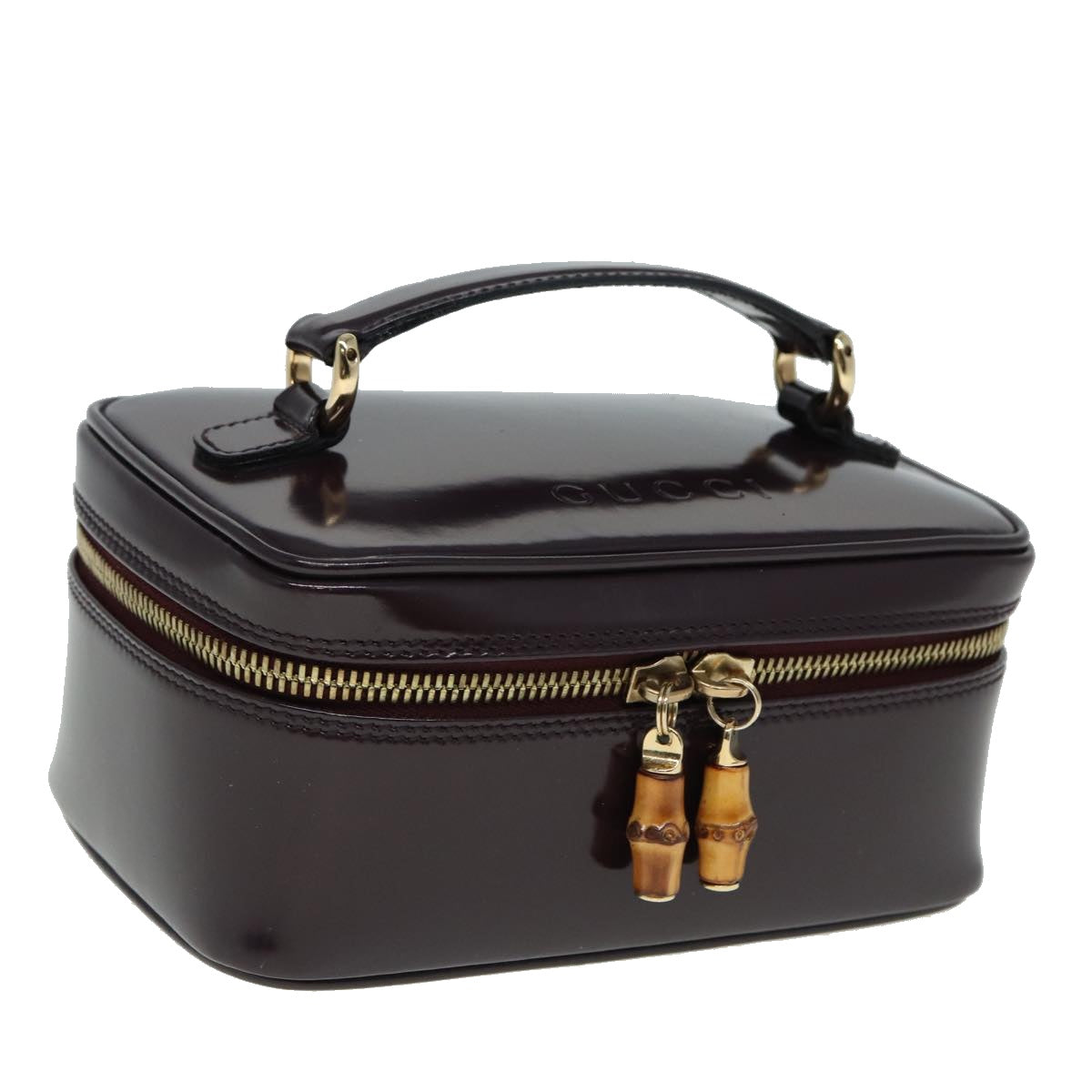 GUCCI Bamboo Vanity Hand Bag Enamel Purple 032 1956 0151 79417