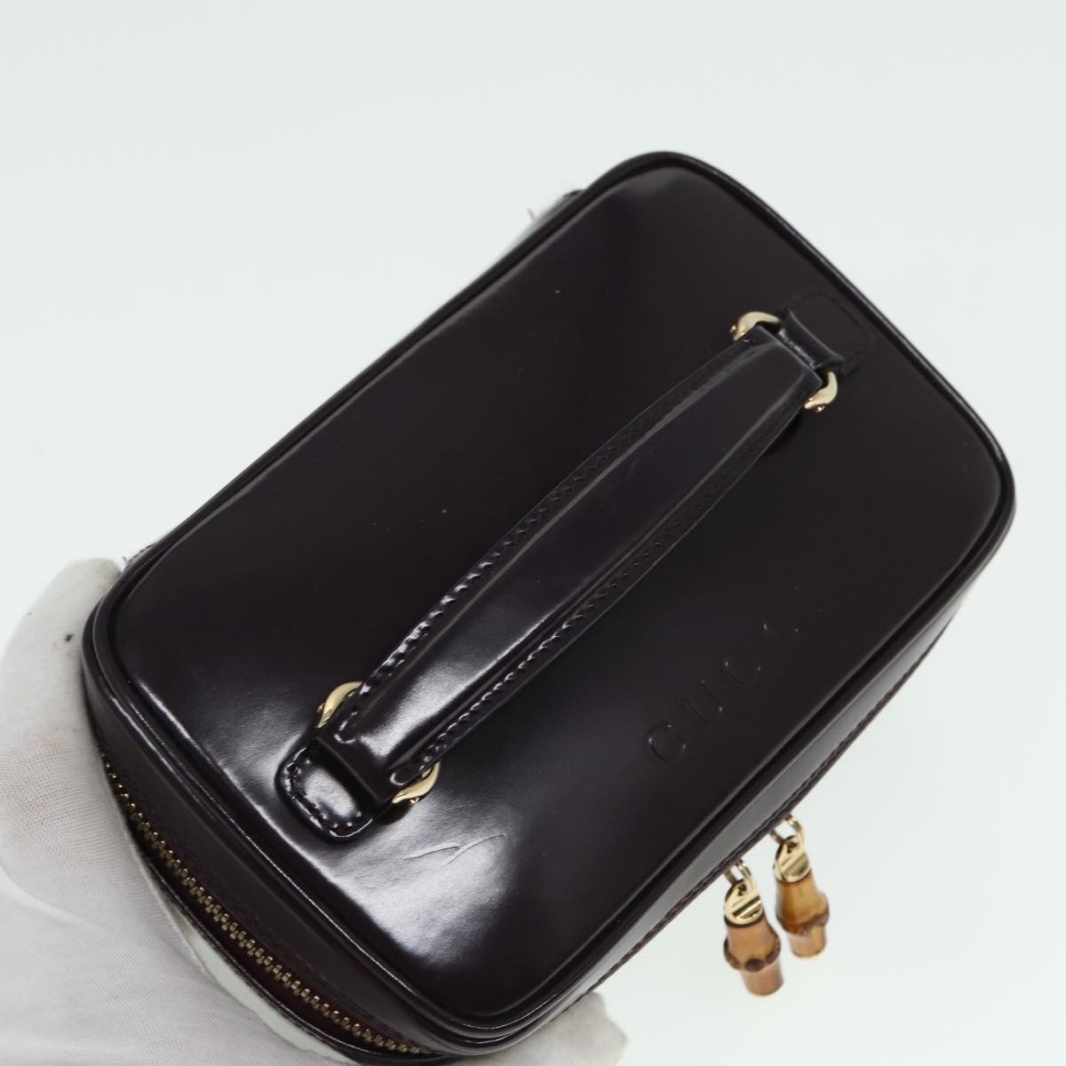GUCCI Bamboo Vanity Hand Bag Enamel Purple 032 1956 0151 79417