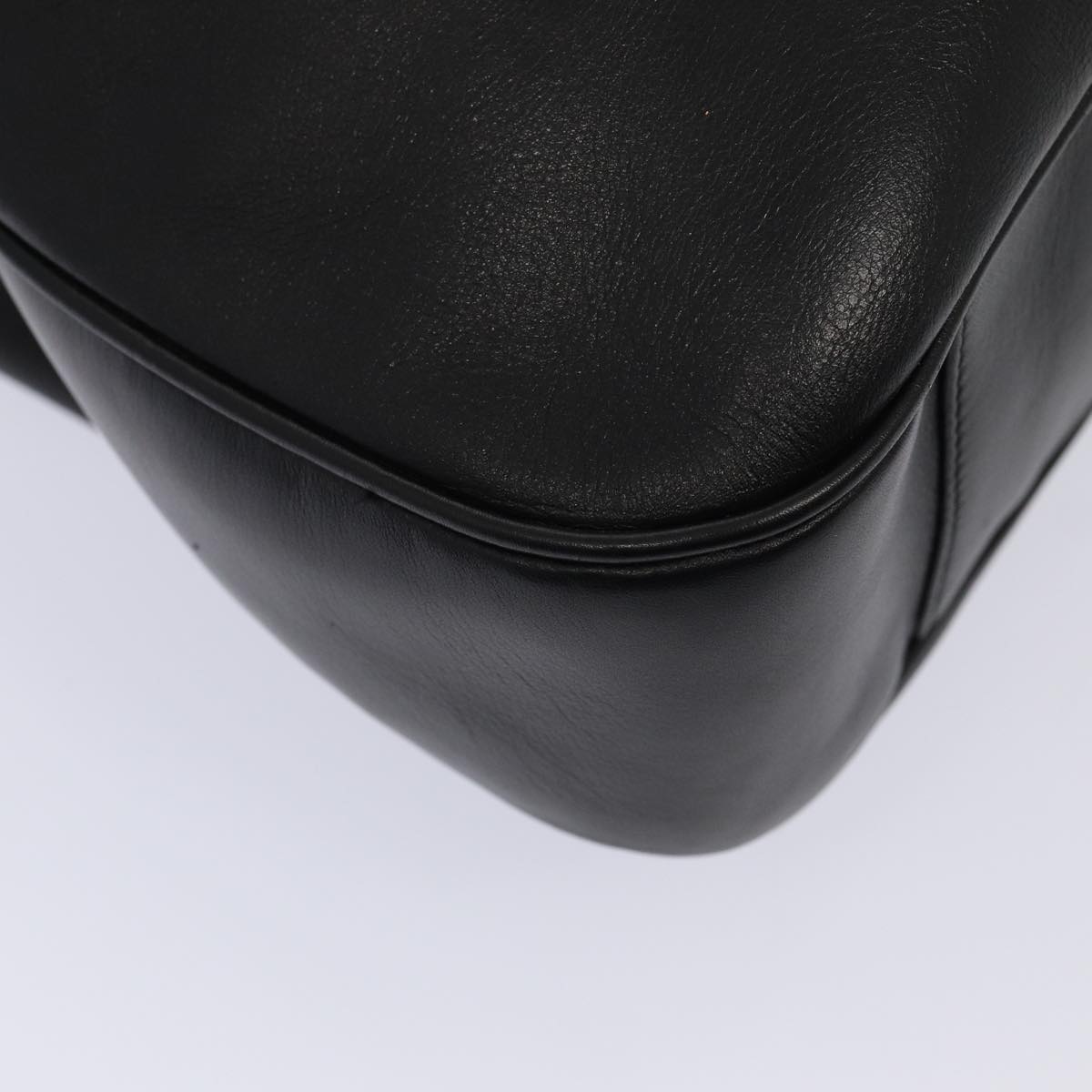GUCCI Bamboo Hand Bag Leather 2way Black 001 1998 1577 79444