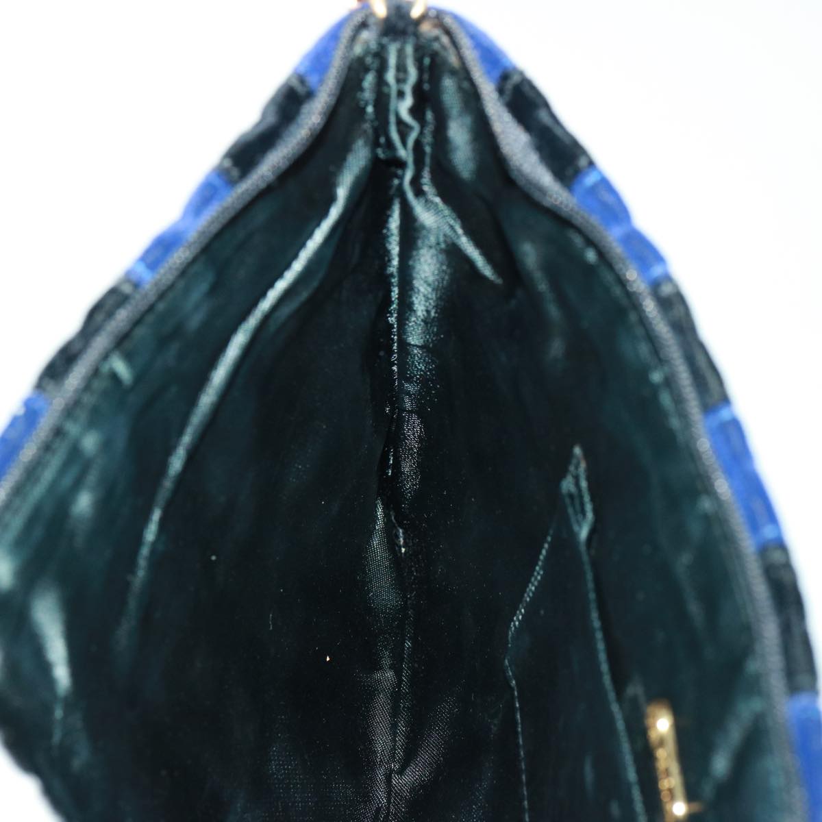 FENDI Shoulder Bag Velor Blue Black 79448