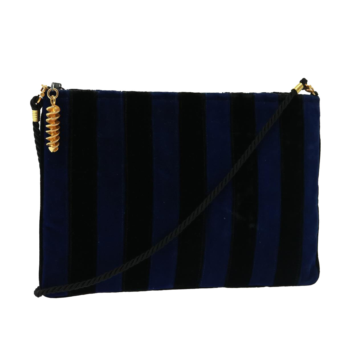 FENDI Shoulder Bag Velor Blue Black 79448