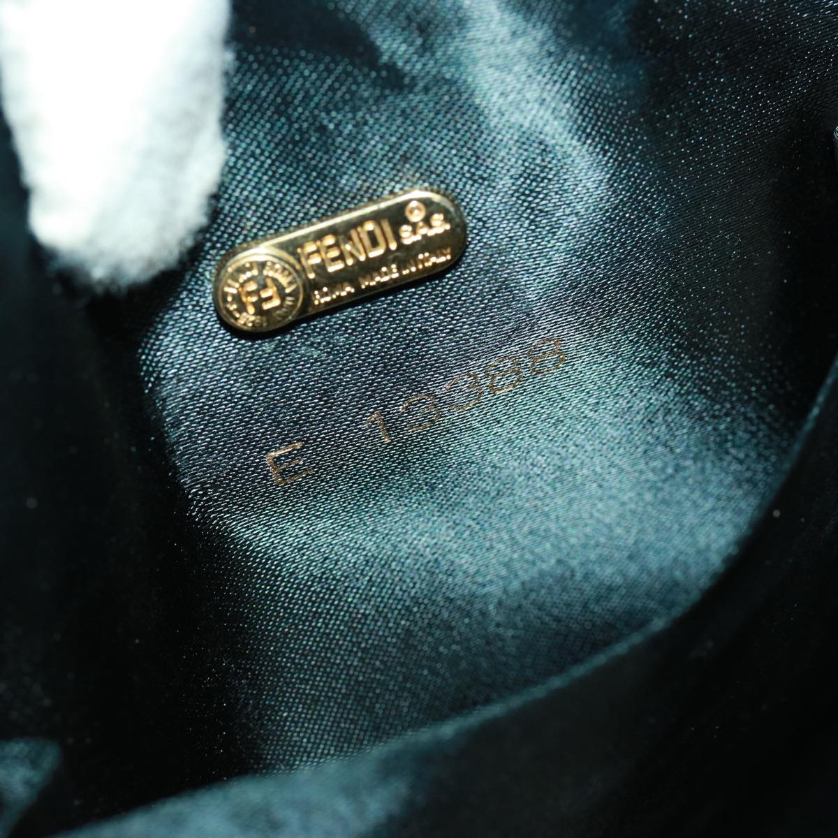 FENDI Shoulder Bag Velor Blue Black 79448