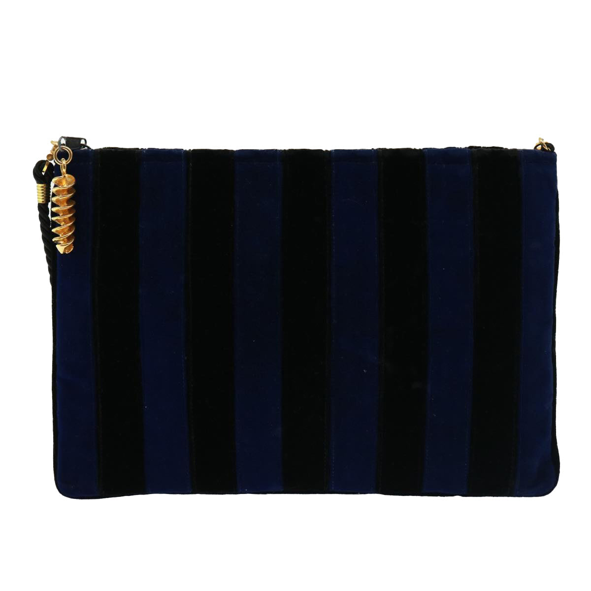 FENDI Shoulder Bag Velor Blue Black 79448