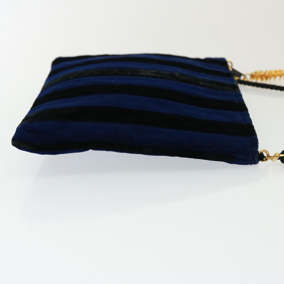 FENDI Shoulder Bag Velor Blue Black 79448