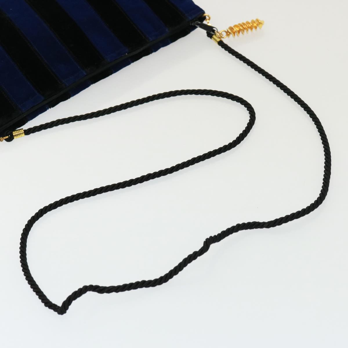 FENDI Shoulder Bag Velor Blue Black 79448