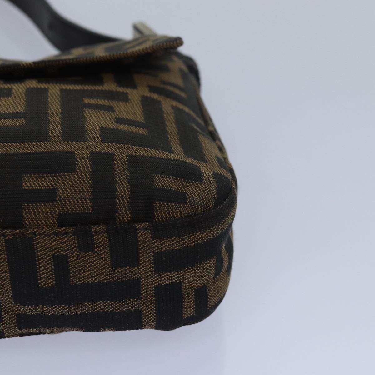 FENDI Zucca Canvas Mamma Baguette Shoulder Bag Brown Black 79451A