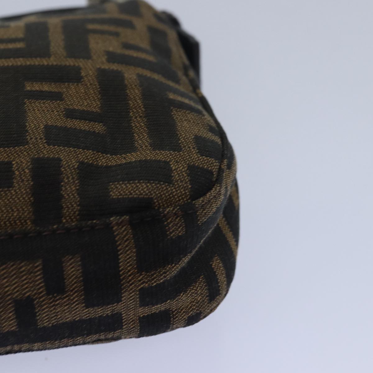 FENDI Zucca Canvas Mamma Baguette Shoulder Bag Brown Black 79451A