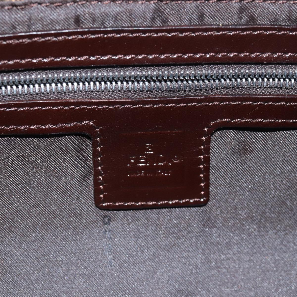 FENDI Zucca Canvas Mamma Baguette Shoulder Bag Brown Black 79451A