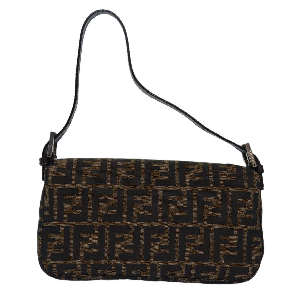 FENDI Zucca Canvas Mamma Baguette Shoulder Bag Brown Black 79451A
