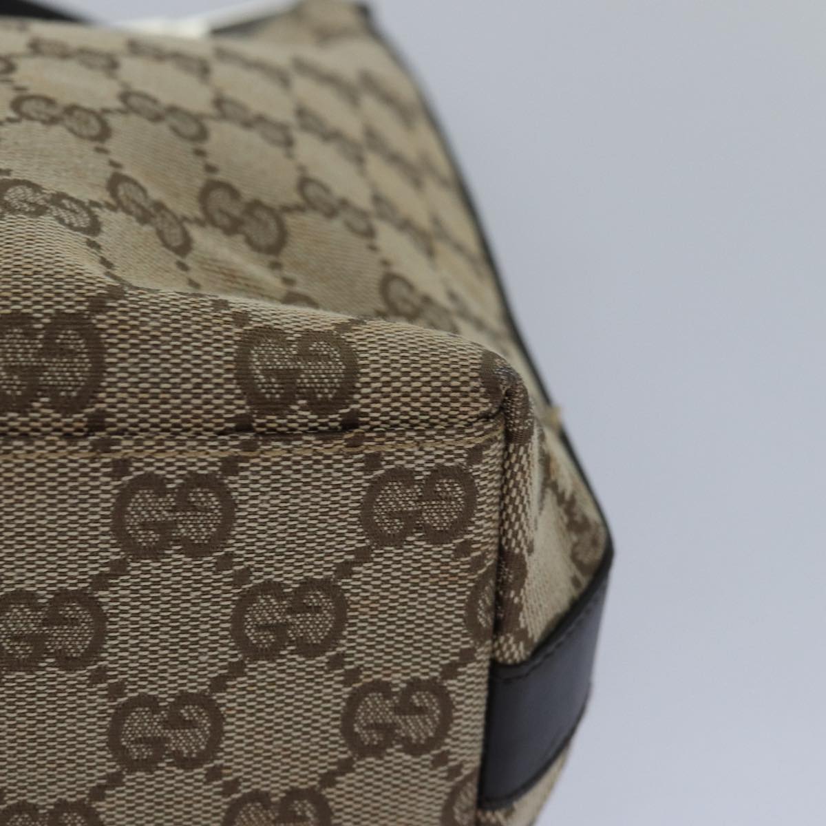 GUCCI GG Canvas Shoulder Bag Beige Dark Brown 000 0602 79452