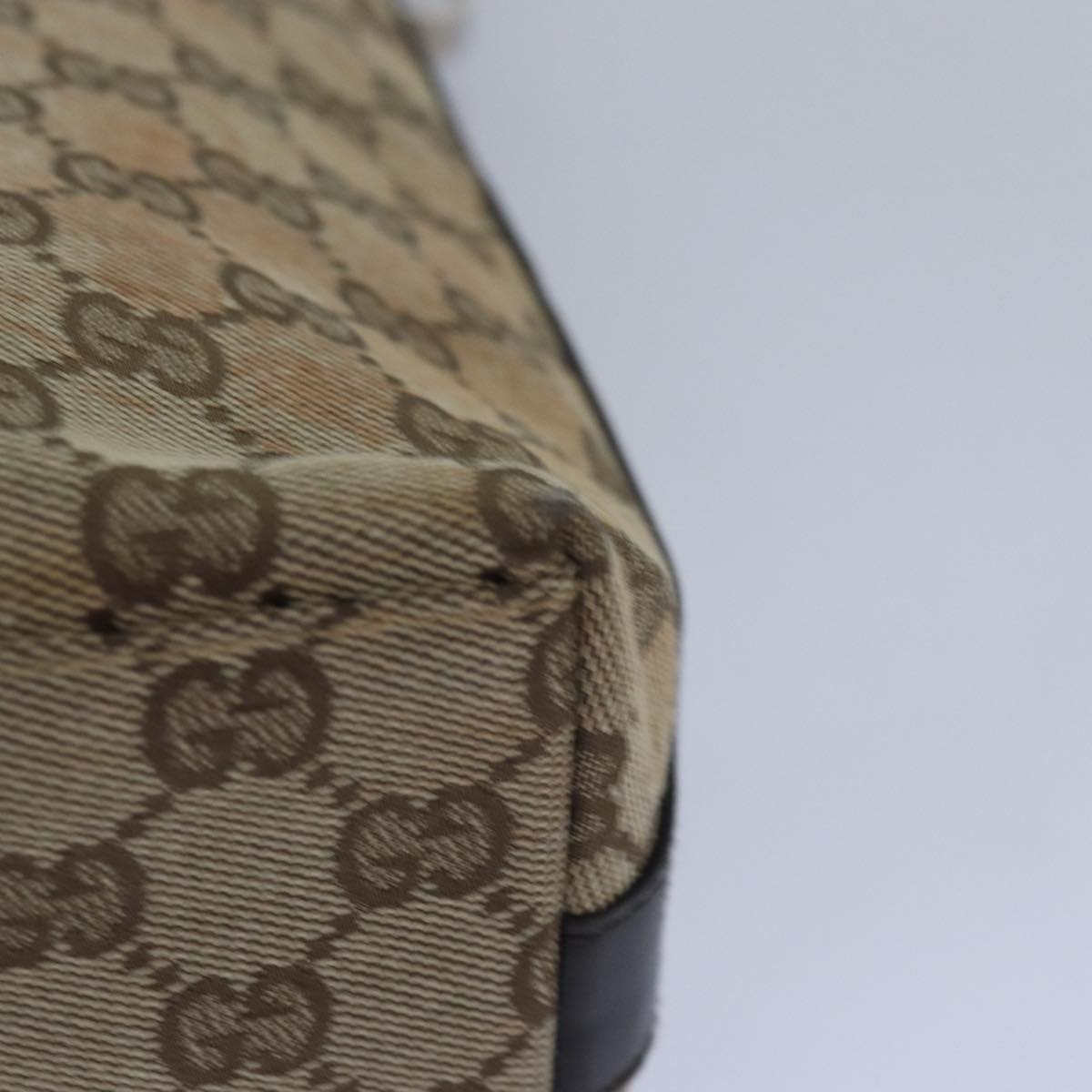 GUCCI GG Canvas Shoulder Bag Beige Dark Brown 000 0602 79452