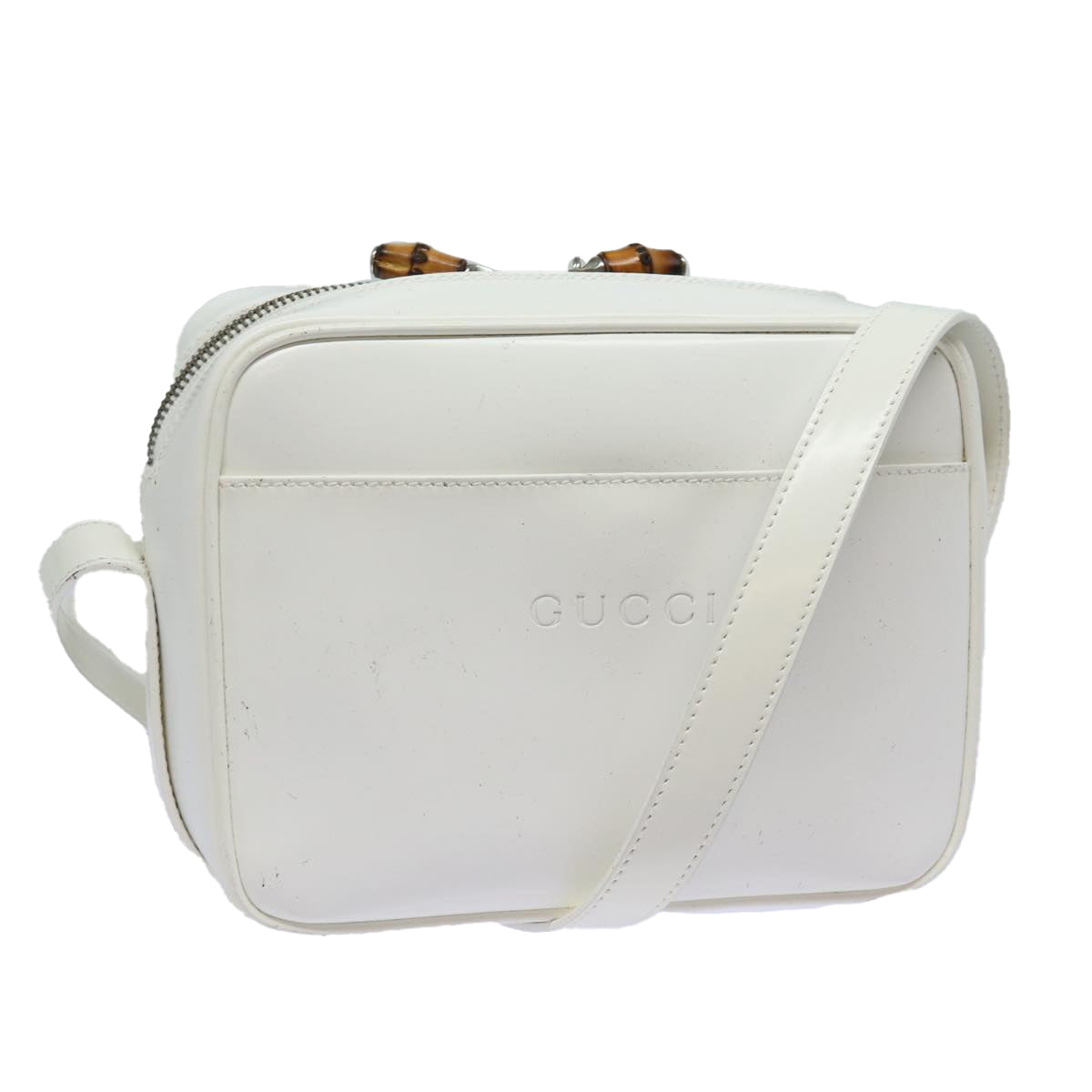 GUCCI Bamboo Shoulder Bag Enamel White 001 2046 3007 79480