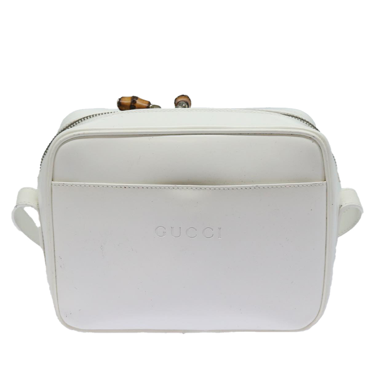 GUCCI Bamboo Shoulder Bag Enamel White 001 2046 3007 79480