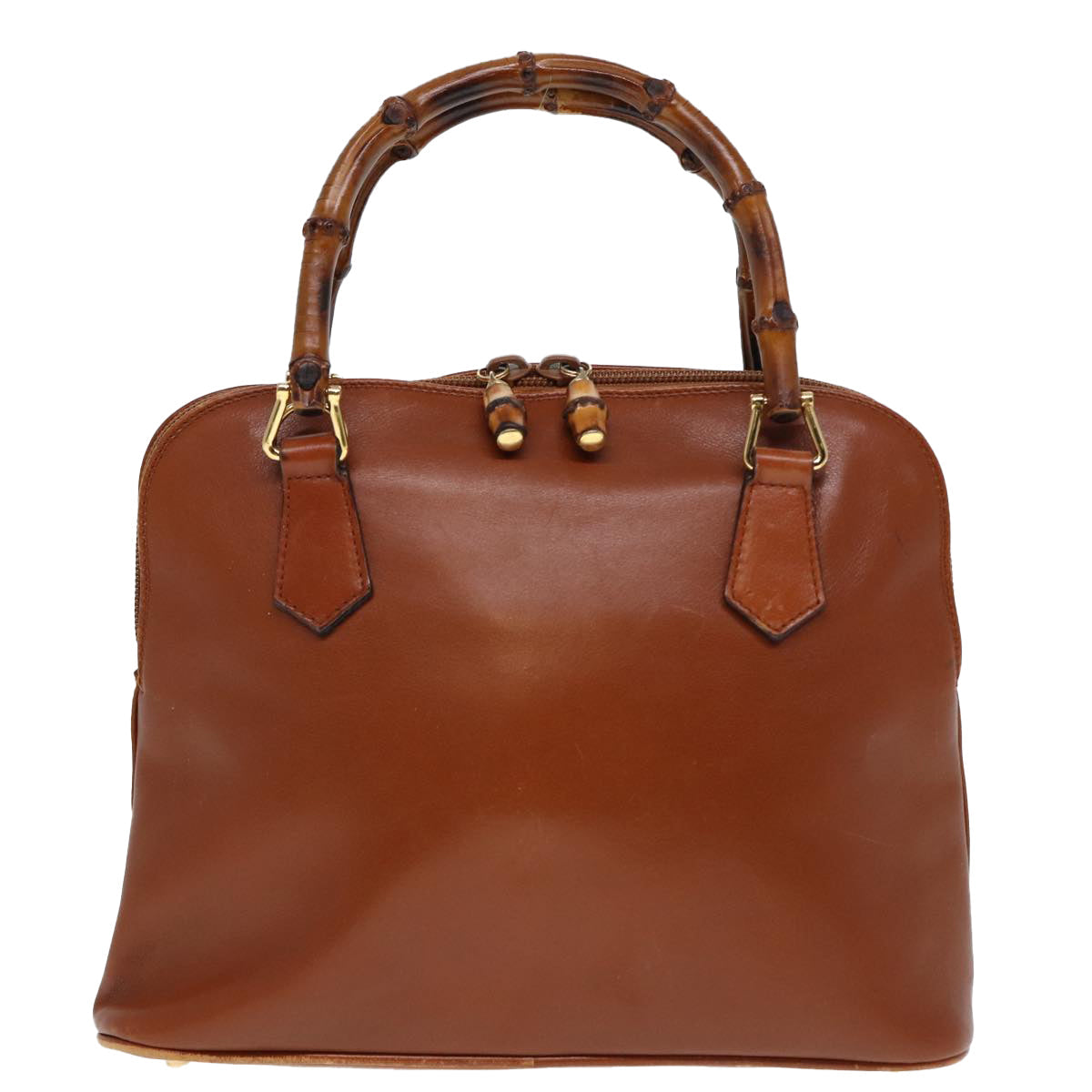 GUCCI Bamboo Hand Bag Leather 2way Red 79497
