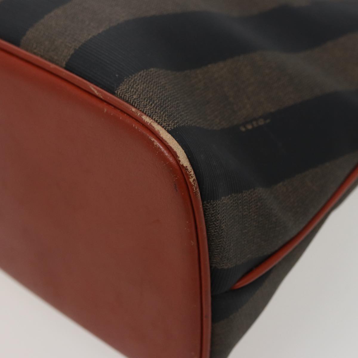FENDI Pecan Canvas Hand Bag Brown Black 79499
