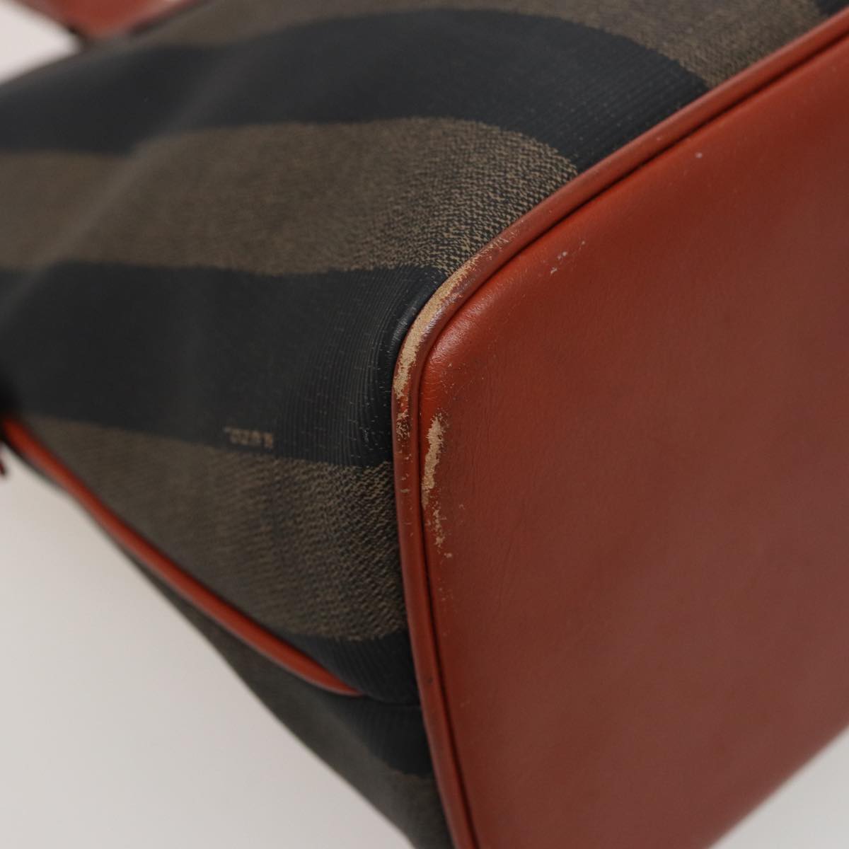 FENDI Pecan Canvas Hand Bag Brown Black 79499